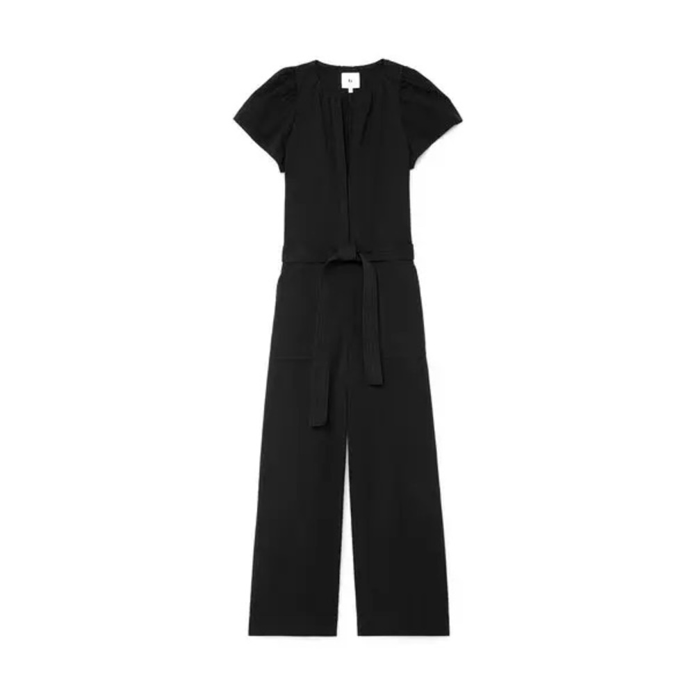goop G. label Cady Puff-Sleeve Jumpsuit in Black size 2